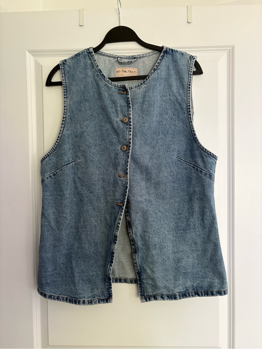 We The Free Aimee Blue Denim Button-Front Vest